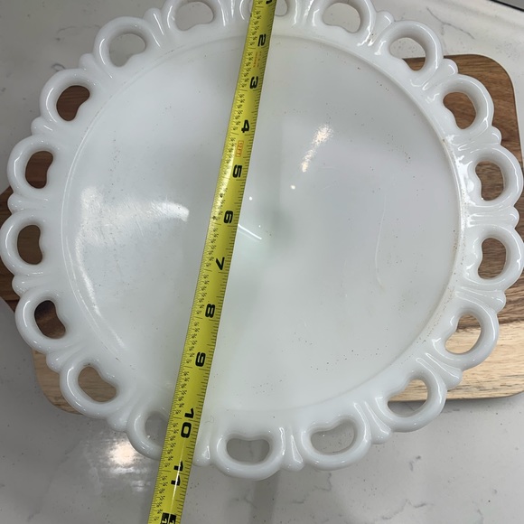 Vintage Anchor Hocking Old Colony Lace White Milk Pedestal Cake Stand - Picture 6 of 8
